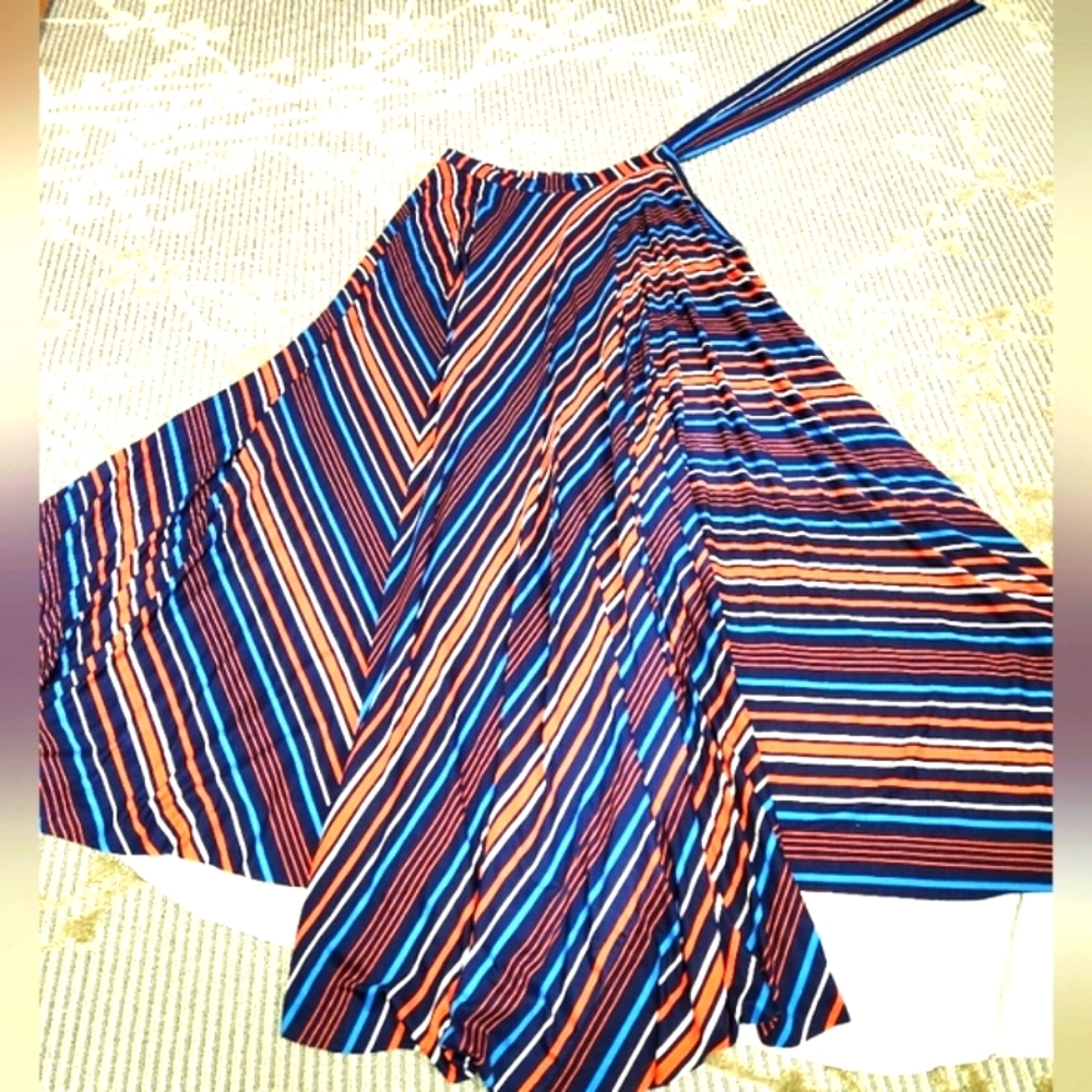 Striped Maxi Skirt With Ties. Custom Cut & Sewn. Mannequin Worn Only. - Picture 8 of 16